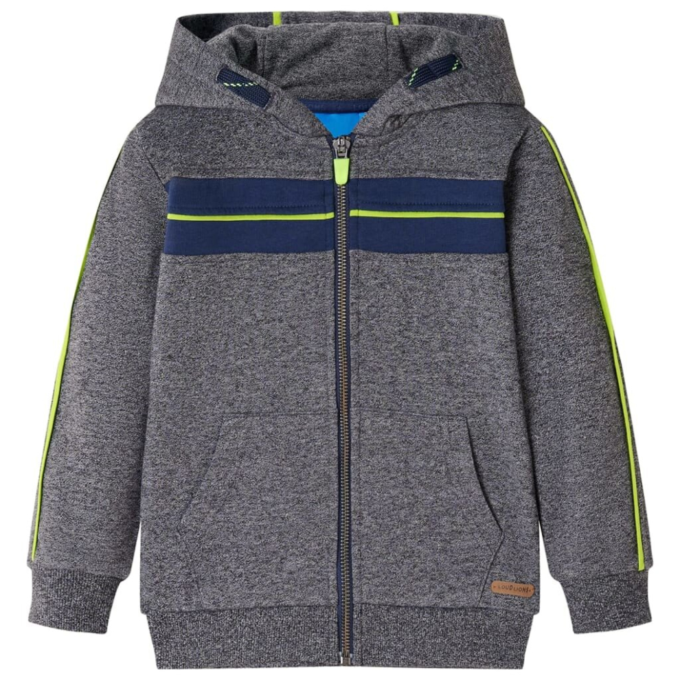 (92) Kids' Hooded Sweatshirt Children with Zip Kids Hoodie Jacket Grey Melange