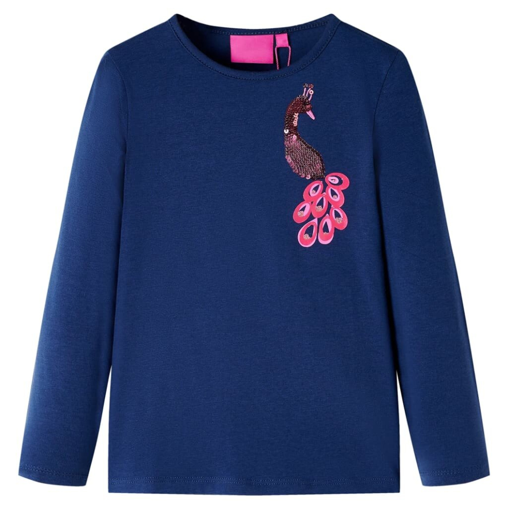 (blue, 104) Kids' T-shirt with Long Sleeves Children's T Shirt Tops Tee Peacock Design