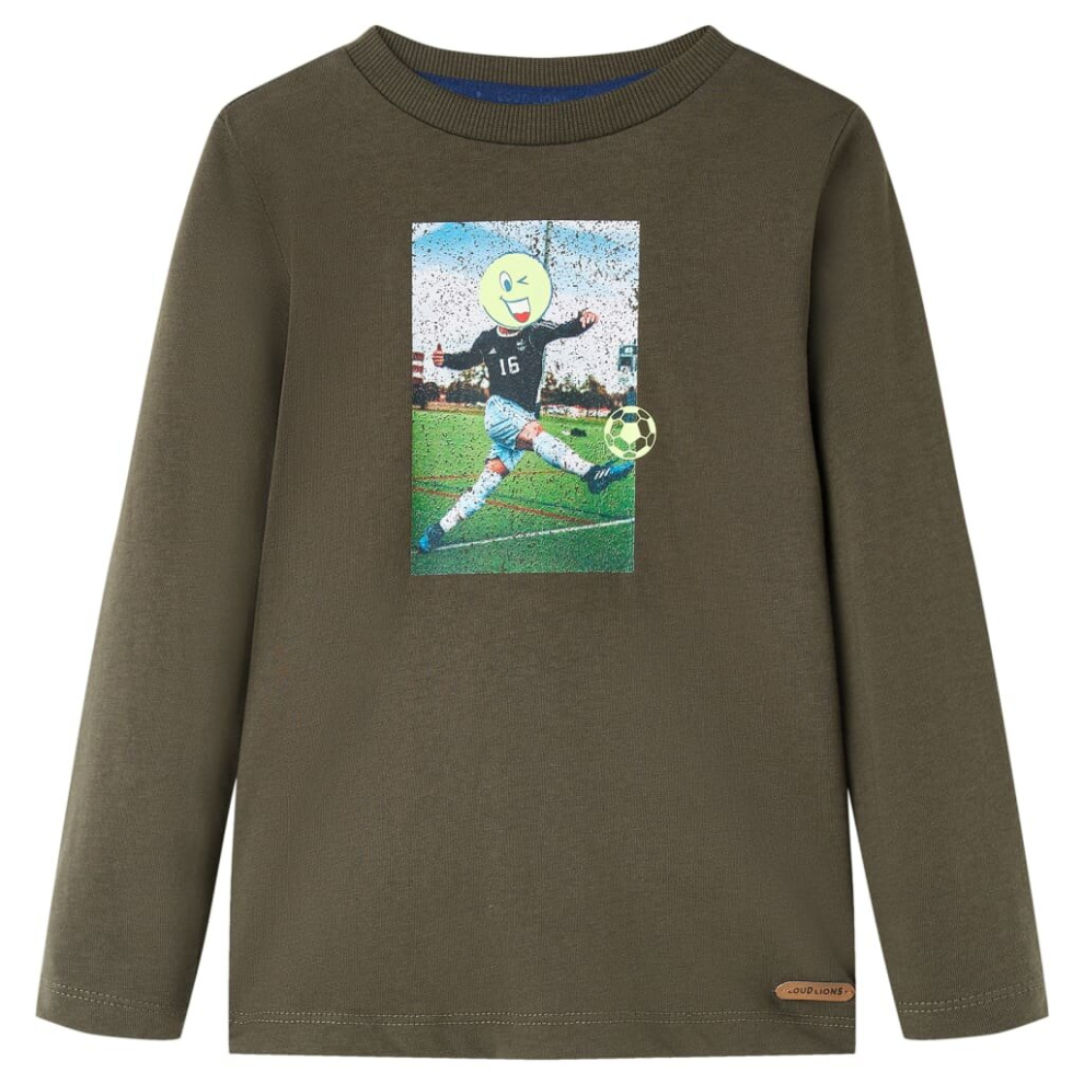 Vidaxl (Khaki, 104) Kids' T-Shirt With Long Sleeves Children's T Shirt Tee Football Player Print