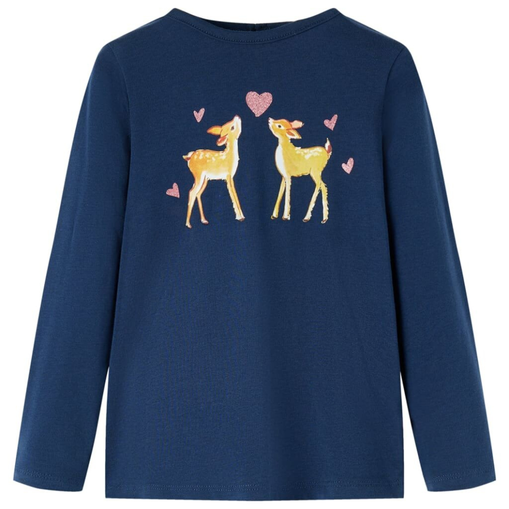 Vidaxl (Navy Blue, 116) Kids' T-Shirt With Long Sleeves Children's T Shirt Kids' Tops Tee Deers Print