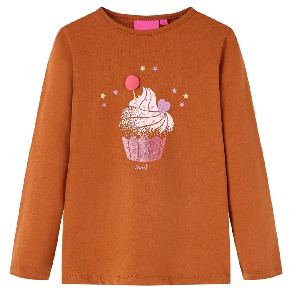 Vidaxl (Cognac, 104) Kids' T-Shirt With Long Sleeves Children's T Shirt Tops Tee Ice Print Cream