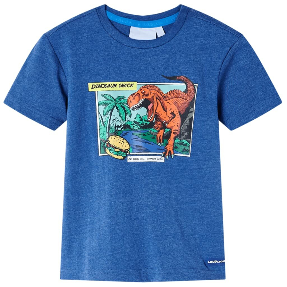 (dark blue, 140) Kids' T-shirt Short Sleeves Kids' Top Children's T Shirt Tee Dinosaur Print