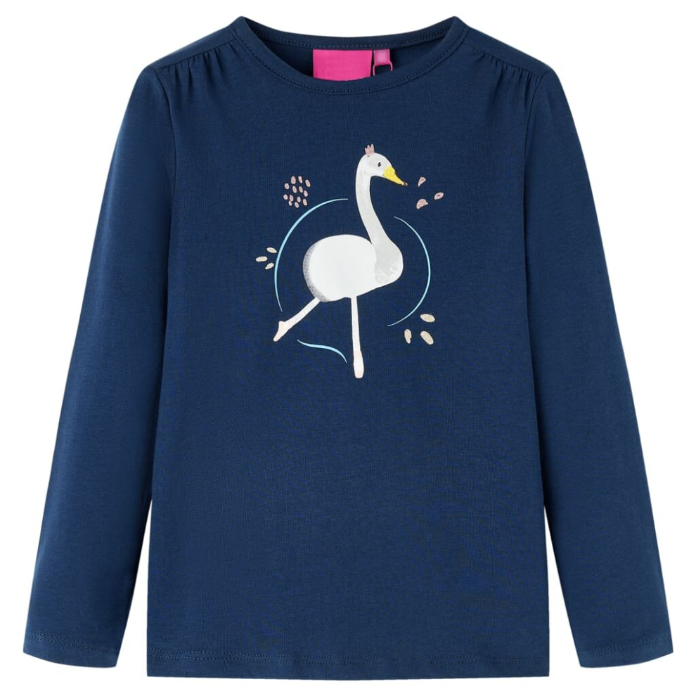 (navy blue, 128) Kids' T-shirt with Long Sleeves Children's T Shirt Kids' Tops Tee Swan Print