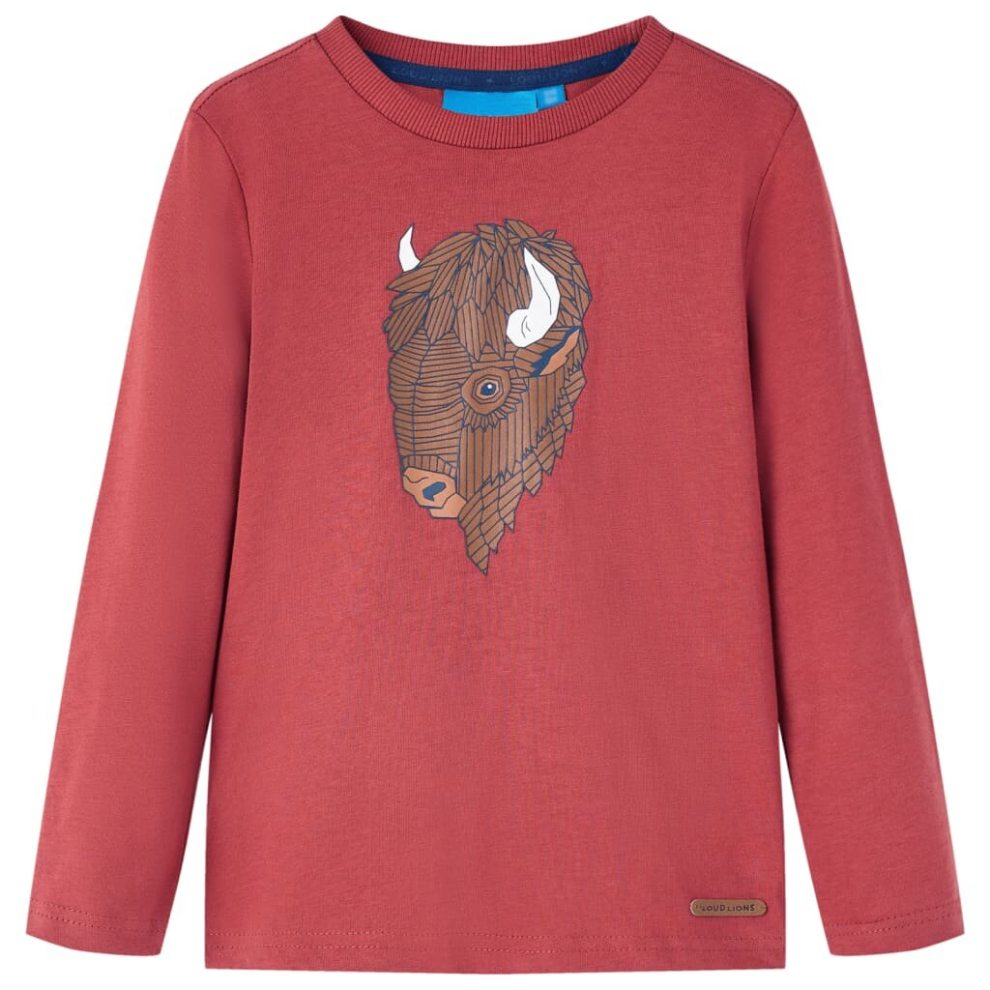 (red, 128) Kids' T-shirt with Long Sleeves Children's T Shirt Tee Cattle Print Cobalt