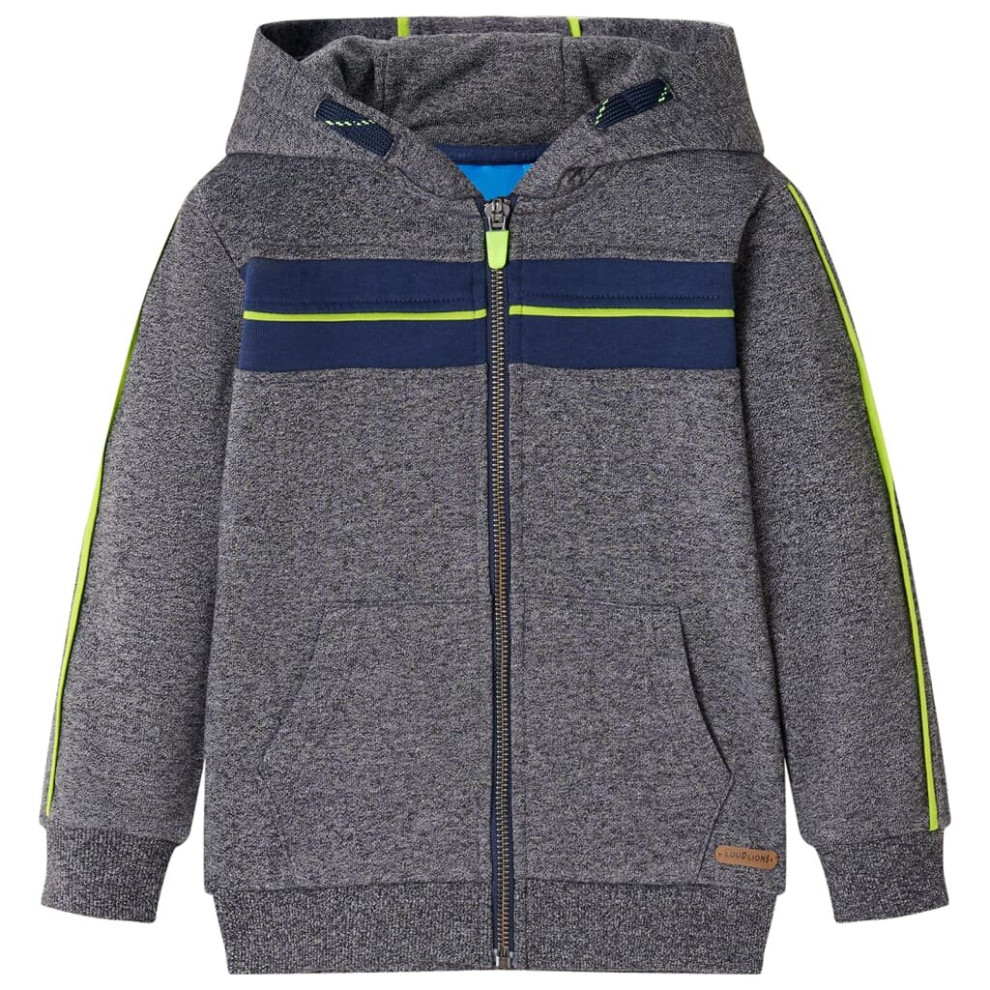 (116) Kids' Hooded Sweatshirt Children with Zip Kids Hoodie Jacket Grey Melange