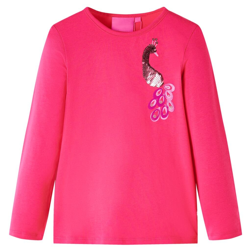 (pink, 140) Kids' T-shirt with Long Sleeves Children's T Shirt Tops Tee Peacock Design