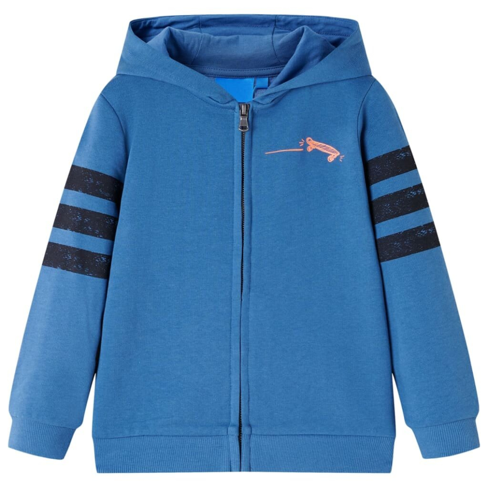 (104) Kids' Hooded Sweatshirt Children Kids' Hoodie with Zip Skateboard Print Blue