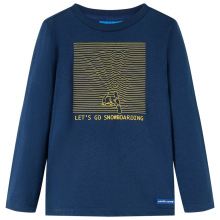 (128) Kids' T-shirt with Long Sleeves Top T Shirt Tee Snowboarding Print Navy Blue