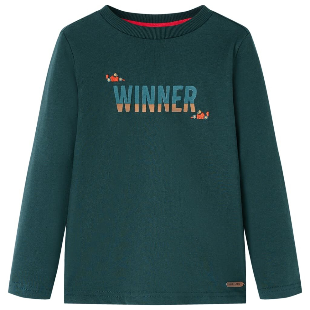 (dark green, 140) Kids' T-shirt with Long Sleeves Children's T Shirt ToddlerTee Winner Print