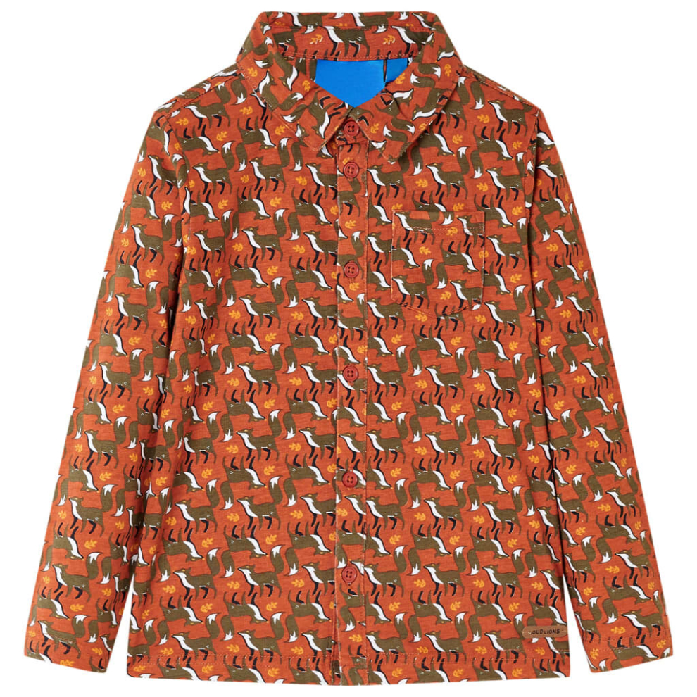 (92) Kids' Shirt Long Sleeves Children's Shirt Kids Top Fox Print Light Rusty