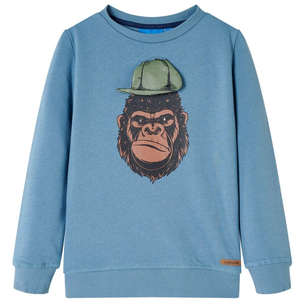 (blue, 116) Kids' Sweatshirt Children's Long Sleeves Pullover Top Gorilla Print Medium