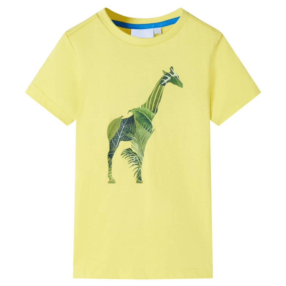 Vidaxl (, 116) Kids' T-Shirt Short Sleeves Children's T Shirt Tee Kids' Top Giraffe Print Yellow