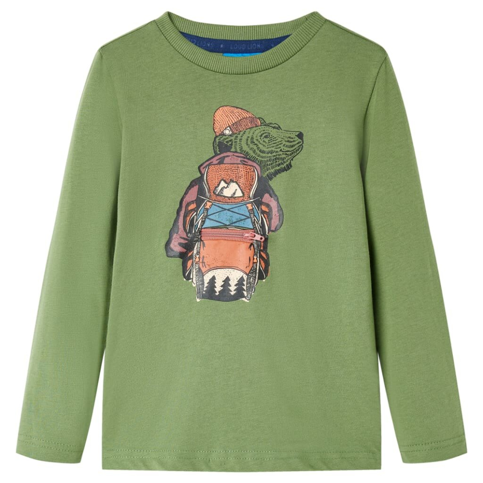 (khaki, 116) Kids' T-shirt with Long Sleeves Children's T Shirt Kids' Tops Tee Bear Print