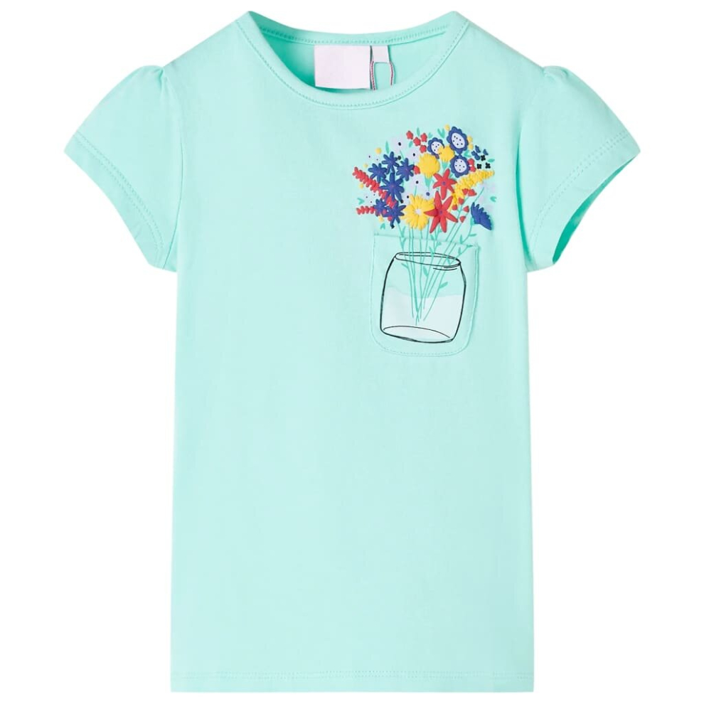 (mint, 128) Kids' T-shirt Short Sleeves Children's T Shirt Tee Kids' Top Floral Print