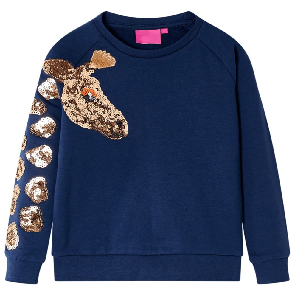 (navy, 92) Kids' Sweatshirt Children's Long Sleeves Pullover Kids' Top Sequined Giraffe