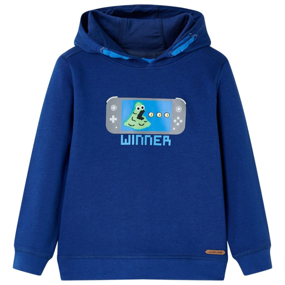 (116) Kids' Hooded Sweatshirt Children Pullover Hoodie Game Console Print Dark Blue