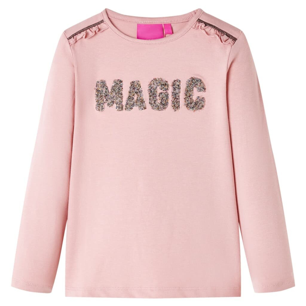 (light pink, 104) Kids' T-shirt with Long Sleeves Children's T Shirt Tee Glitter Word Design