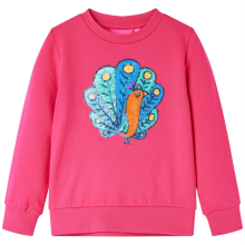 (pink, 140) Kids' Sweatshirt with Sequin Children Toddler Tops Pullover Peacock Design