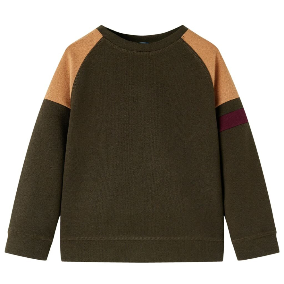 (128) Kids' Sweatshirt Long Sleeves Toddler Tops Pullover Top Dark Khaki And Camel