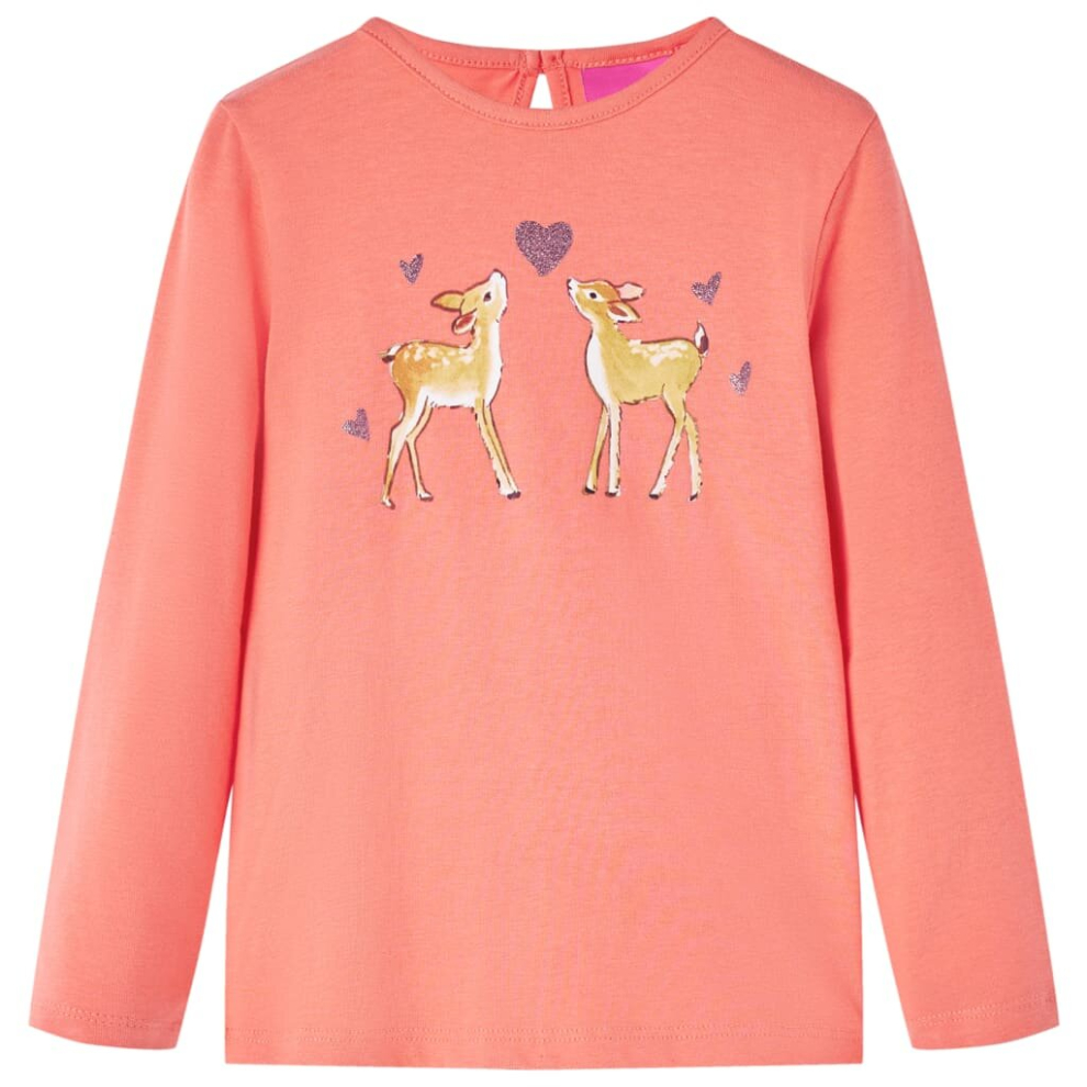 (coral, 104) Kids' T-shirt with Long Sleeves Children's T Shirt Kids' Tops Tee Deers Print