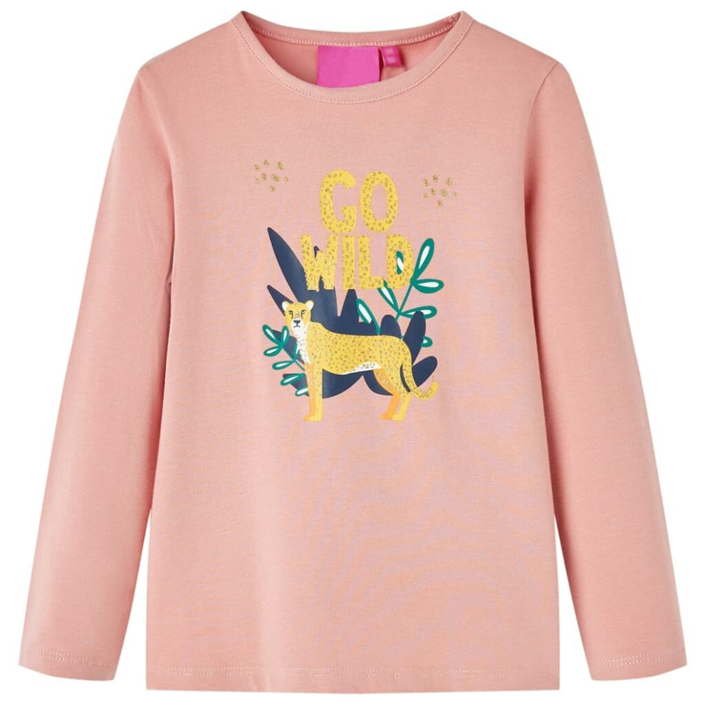 Vidaxl (Light Pink, 128) Kids' T-Shirt With Long Sleeves Children's T Shirt Kids' Tops Tee Animal Print