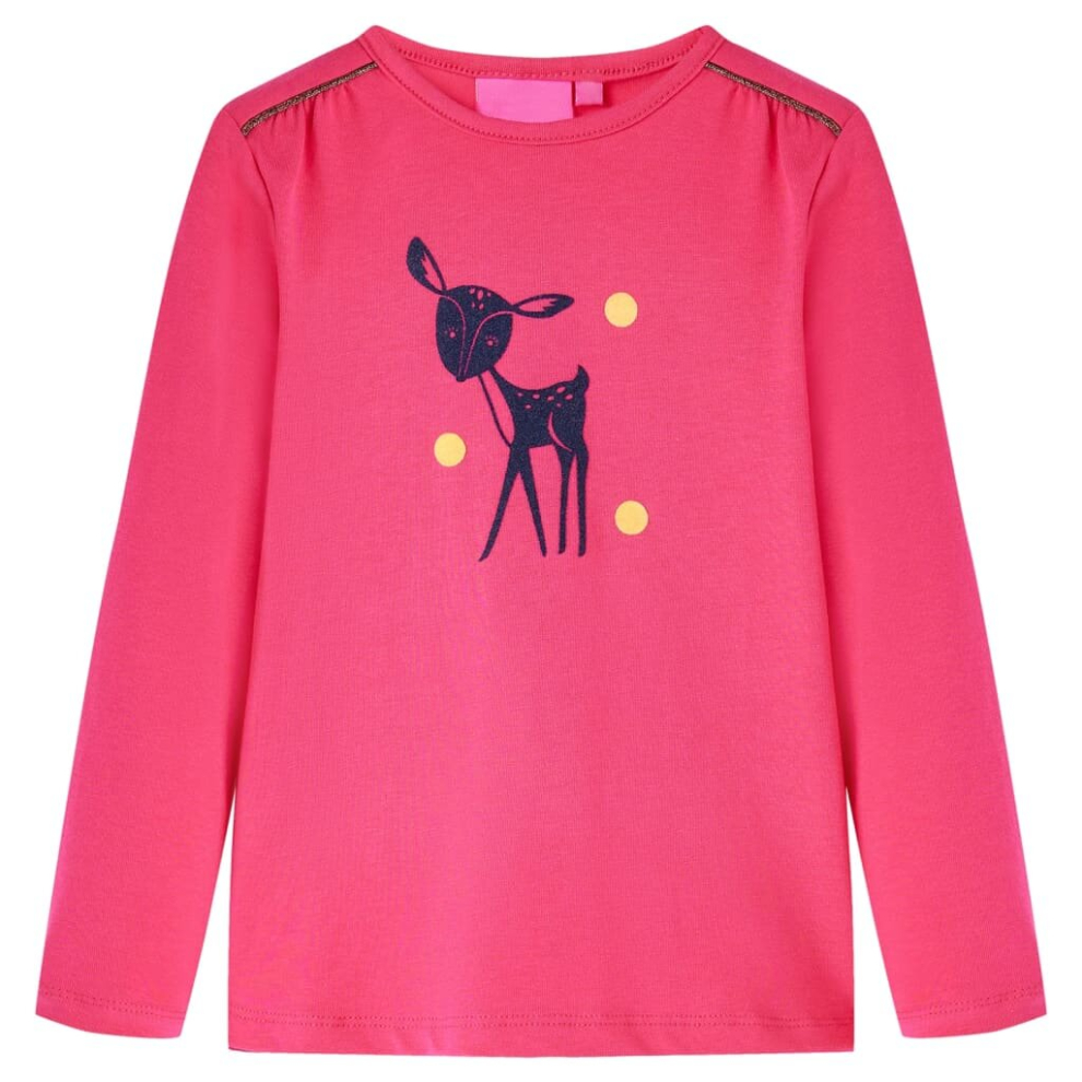 (pink, 140) Kids' T-shirt with Long Sleeves Children T Shirt Tops Deer Design Cognac 140