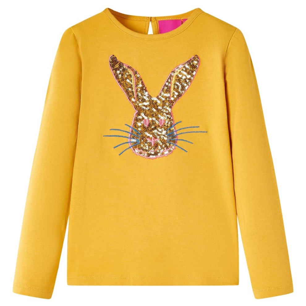 (ochre, 92) Kids' T-shirt with Long Sleeves Children's T Shirt Kids' Tops Tee Rabbit Print