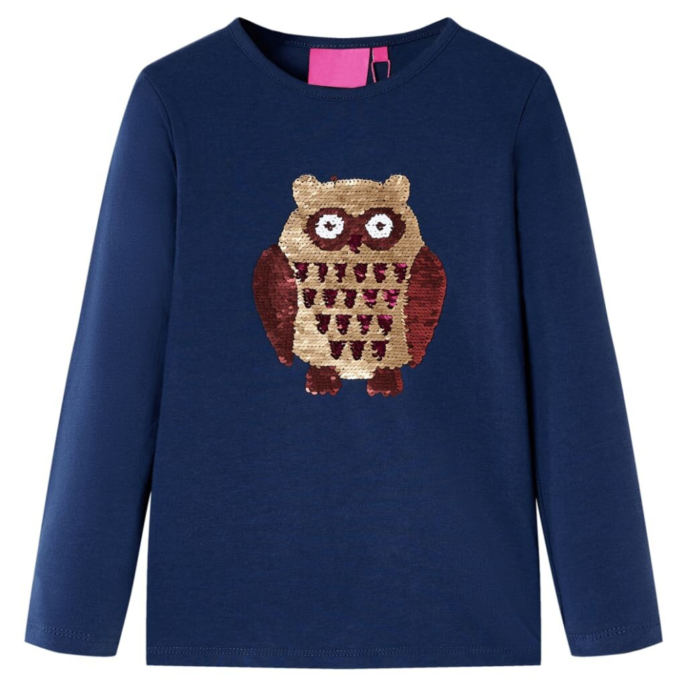 Vidaxl (Navy, 92) Kids' T-Shirt With Long Sleeves Kids' Top Children's T Shirt Tee Owl Print