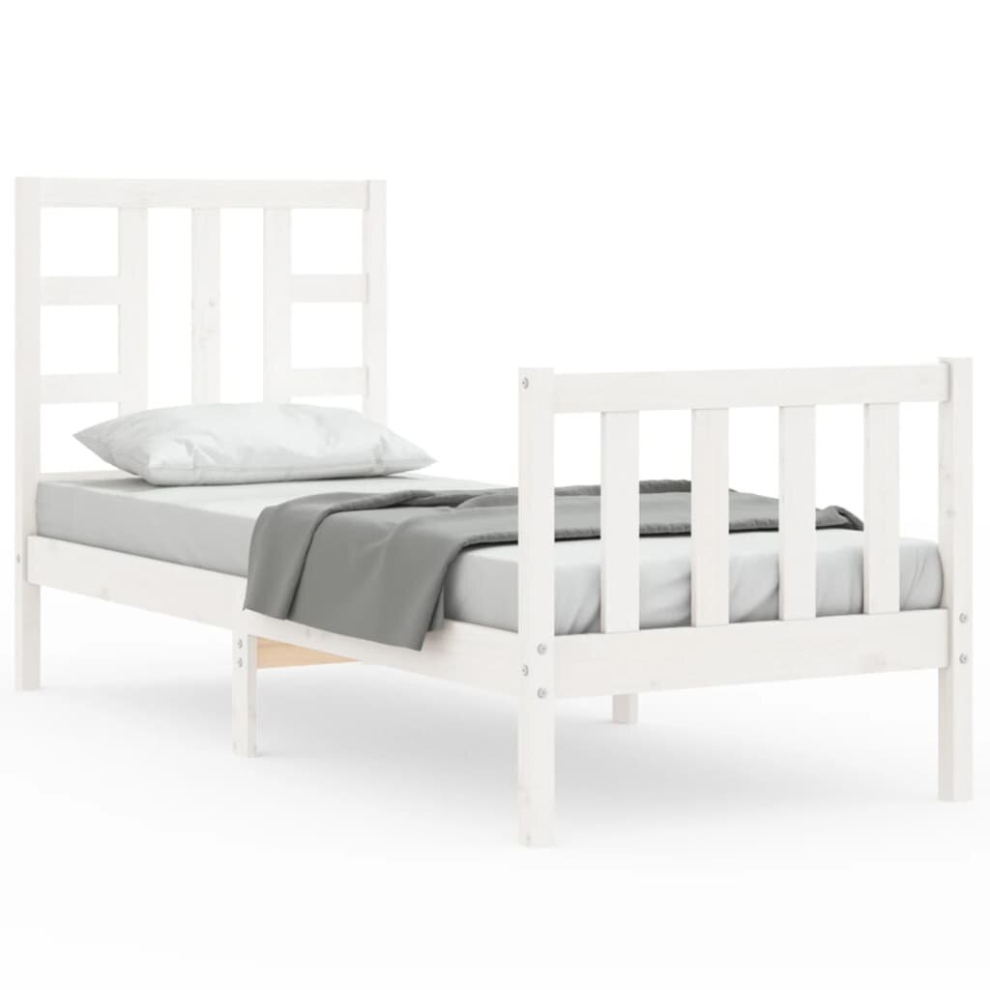 (white, 75 x 190 cm) vidaXL Bed Frame Platform Bed with Headboard White Small Single Solid Wood