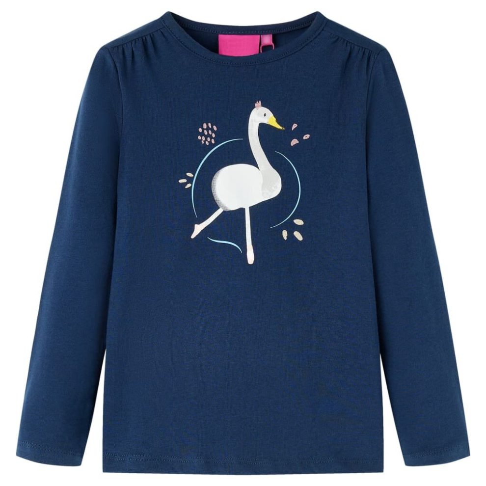 (navy blue, 92) Kids' T-shirt with Long Sleeves Children's T Shirt Kids' Tops Tee Swan Print