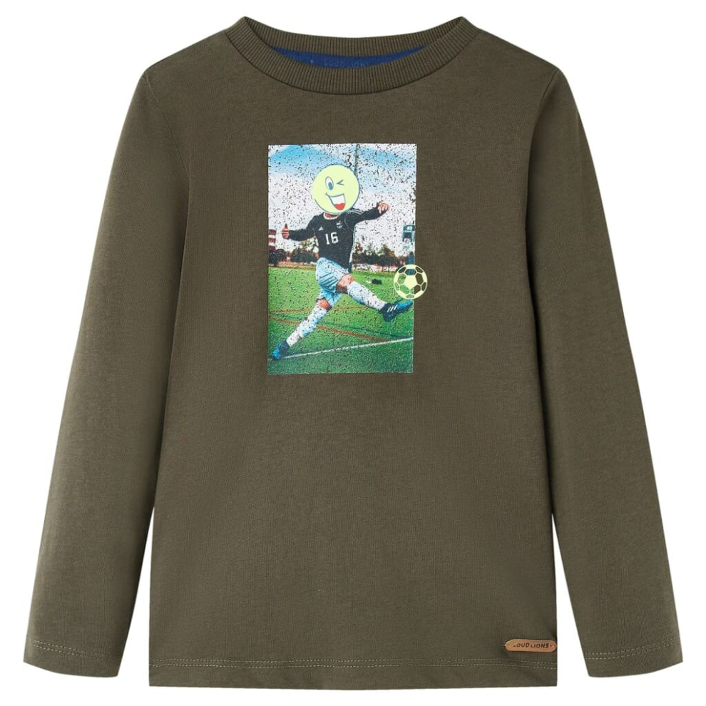 Vidaxl (Khaki, 128) Kids' T-Shirt With Long Sleeves Children's T Shirt Tee Football Player Print