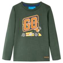 (dark green, 92) Kids' T-shirt with Long Sleeves Children's T Shirt Tops Tee Racing Car Print