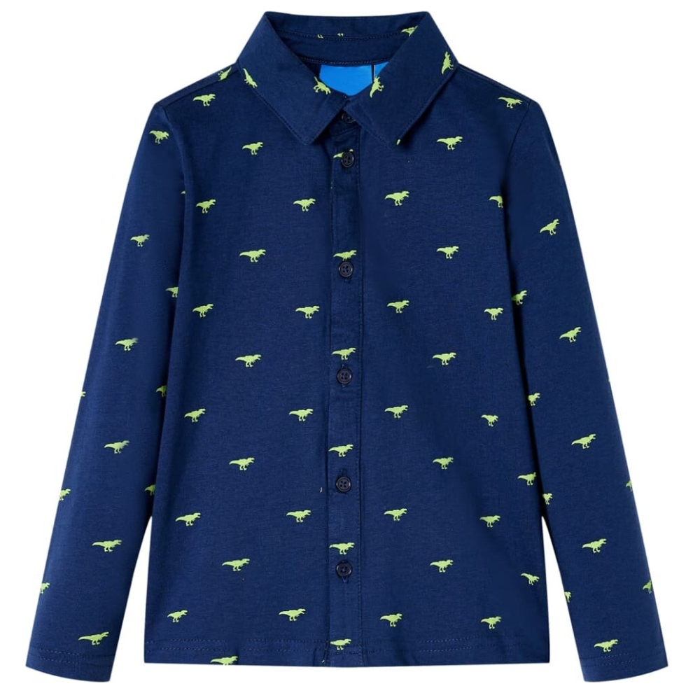 Vidaxl (92) Kids' Shirt Long Sleeves Toddler Children Shirt Kids' Top Dinosaur Print Navy