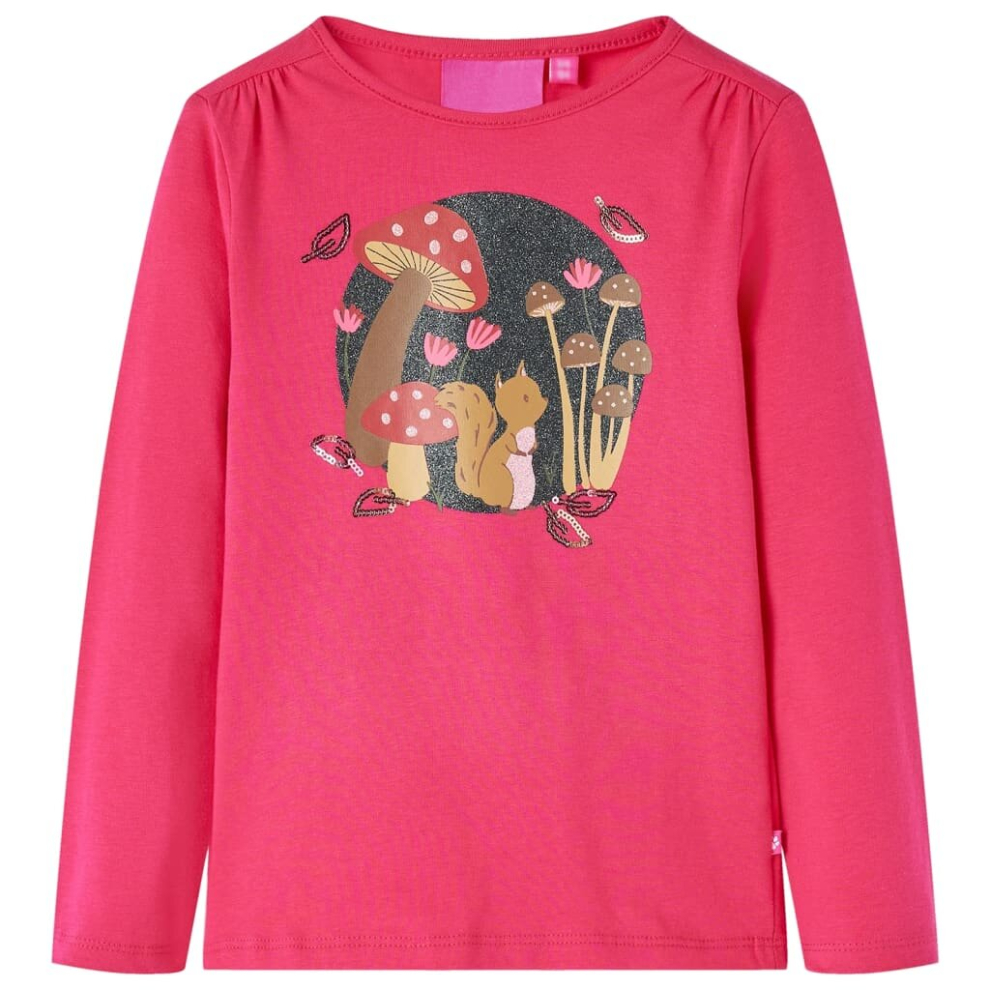 (pink, 92) Kids' T-shirt with Long Sleeves Children's T Shirt Tee Squirrel Print Burnt