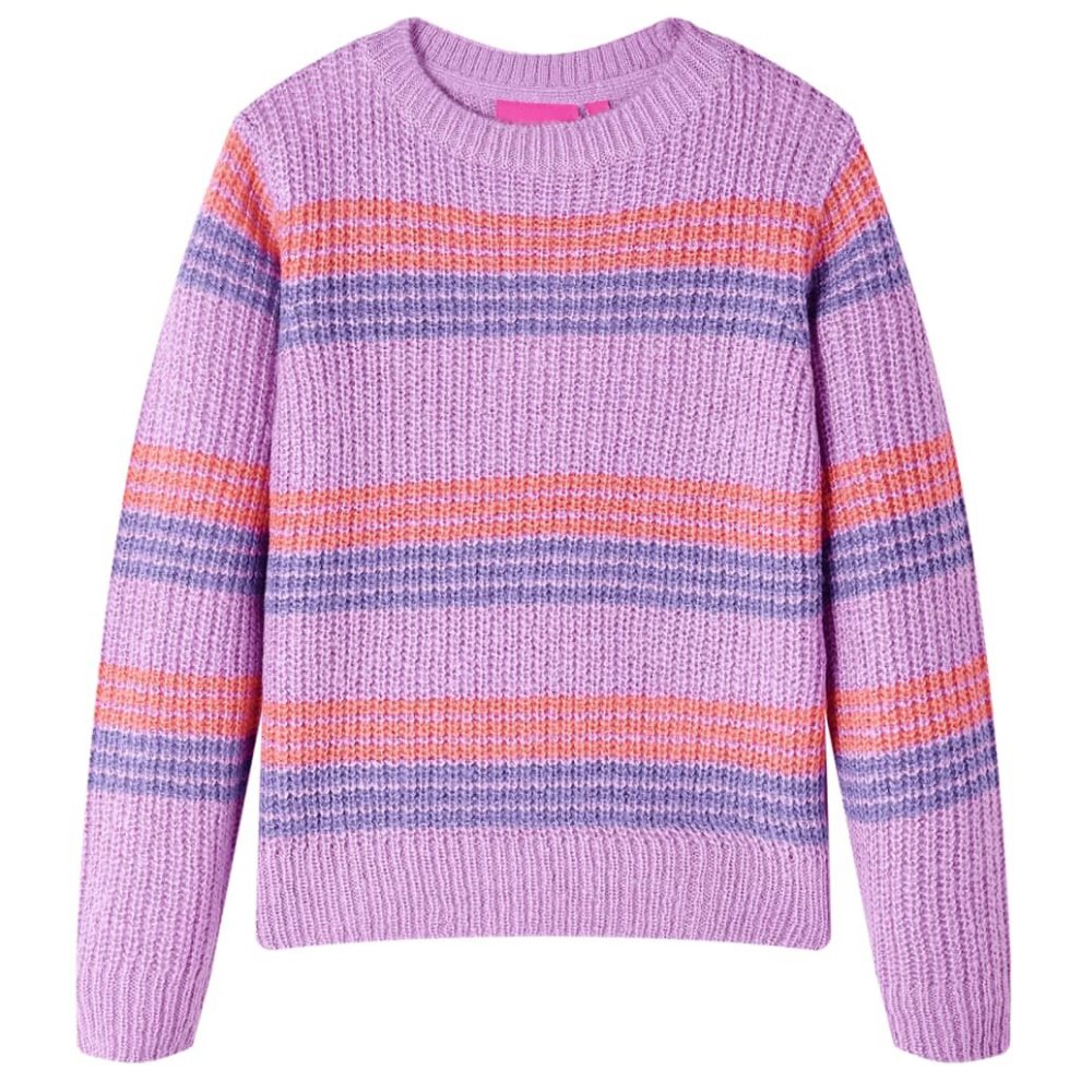 Vidaxl (128) Kids' Sweater Children Sweatshirt Knitwear Stripes Knitted Lilac And Pink