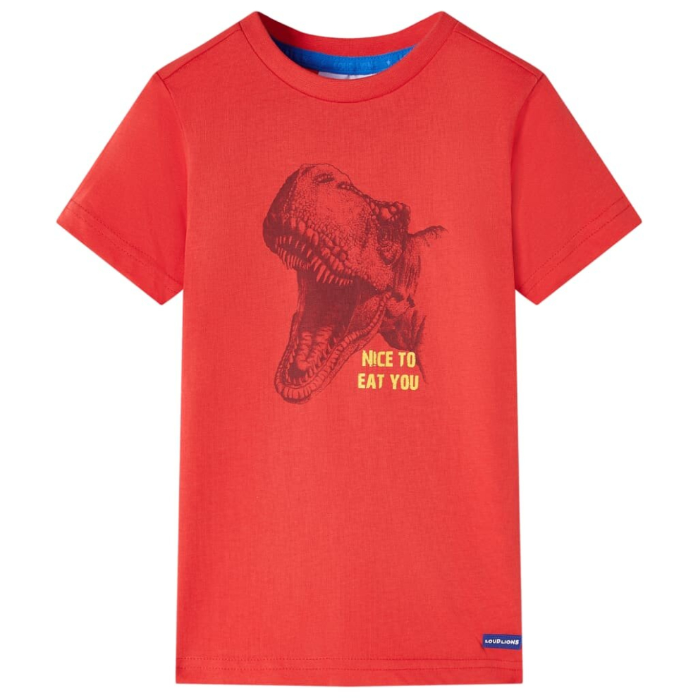 Vidaxl (Red, 104) Kids' T-Shirt Short Sleeves Children's T Shirt Tee Kids' Top Dinosaur Print