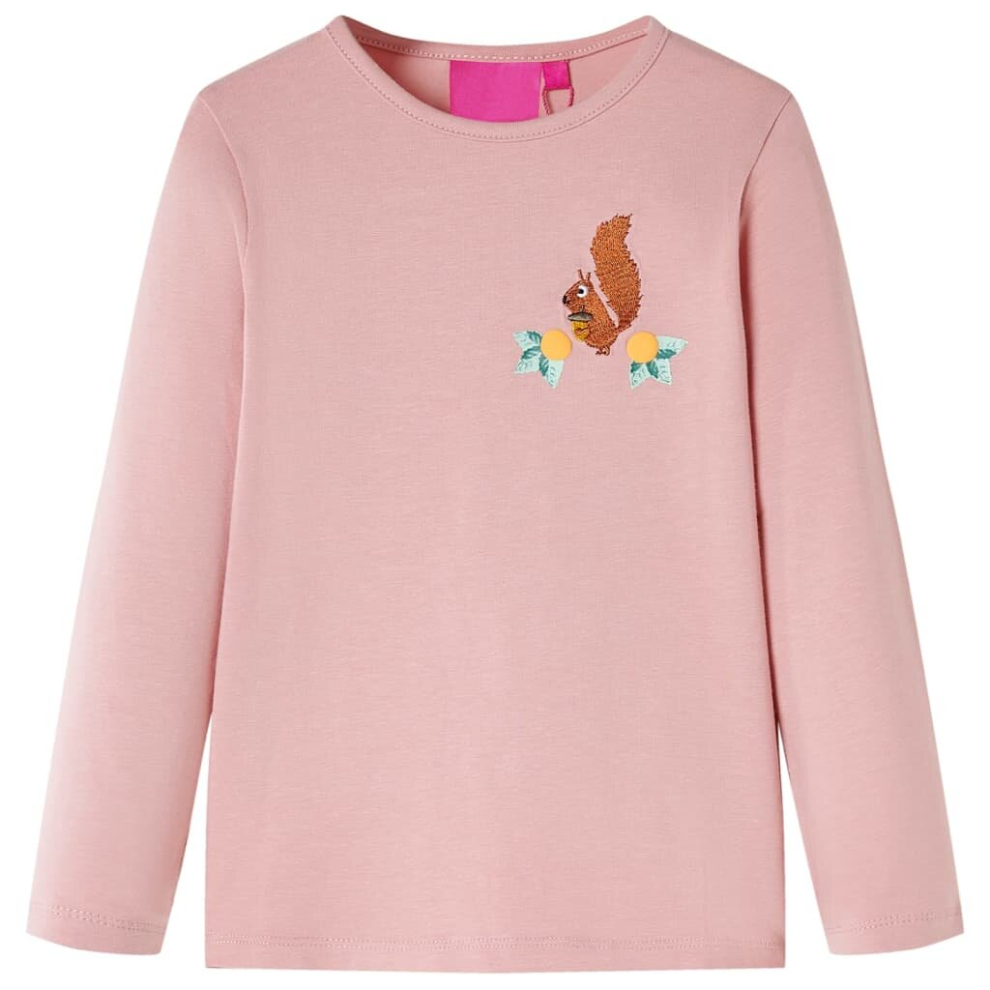 (light pink, 116) Kids' T-shirt with Long Sleeves Children's T Shirt Tops Tee Squirrel Design