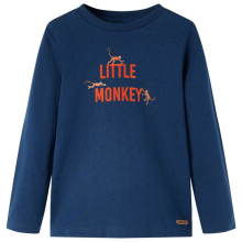 (navy blue, 116) Kids' T-shirt with Long Sleeves Children's T Shirt Tee Little Monkey Print