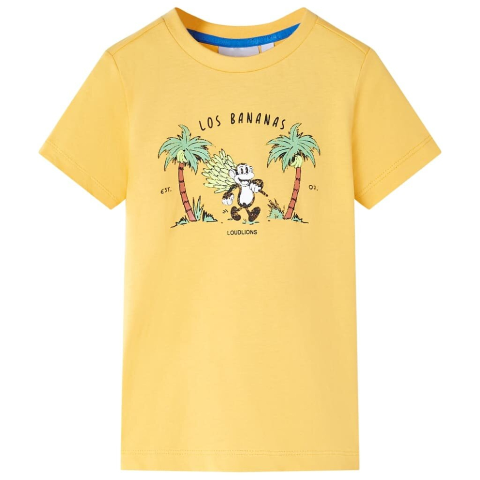 Vidaxl (Ochre, 104) Kids' T-Shirt Short Sleeves Children's T Shirt Kids' Top Tee Monkey Print Brown