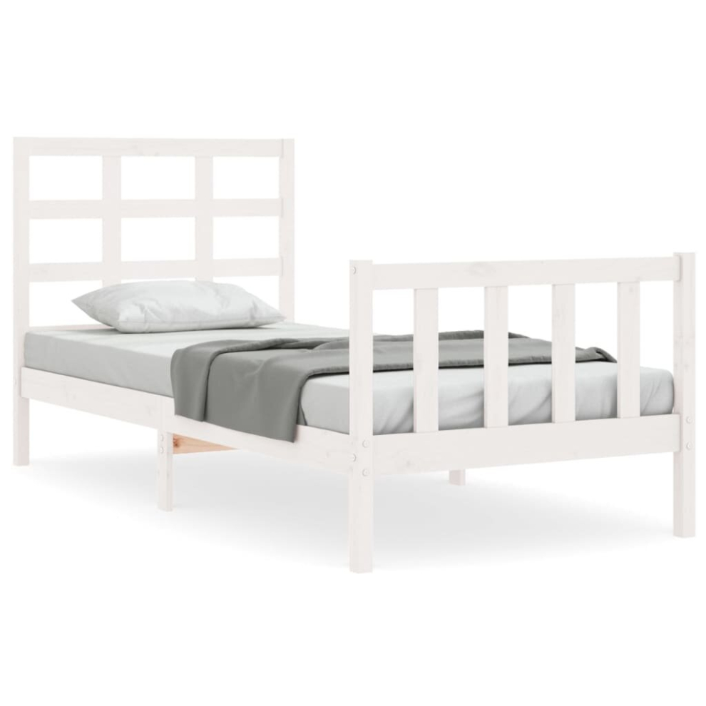 (white, 75 x 190 cm) vidaXL Bed Frame Platform Bed with Headboard White Small Single Solid Wood