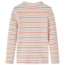 (ecru, 104) Kids' T-shirt with Long Sleeves Children's T Shirt Tee Mock Turtleneck Stripes