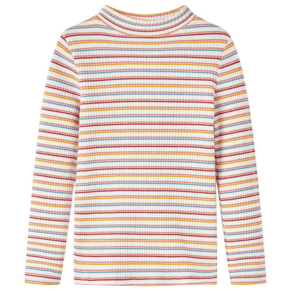 (ecru, 104) Kids' T-shirt with Long Sleeves Children's T Shirt Tee Mock Turtleneck Stripes