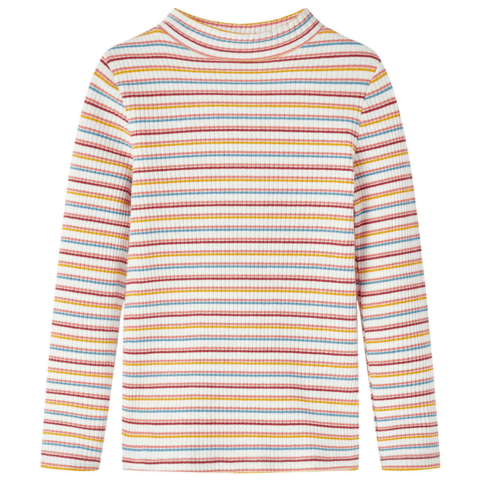 Vidaxl (Ecru, 104) Kids' T-Shirt With Long Sleeves Children's T Shirt Tee Mock Turtleneck Stripes Not,Specified