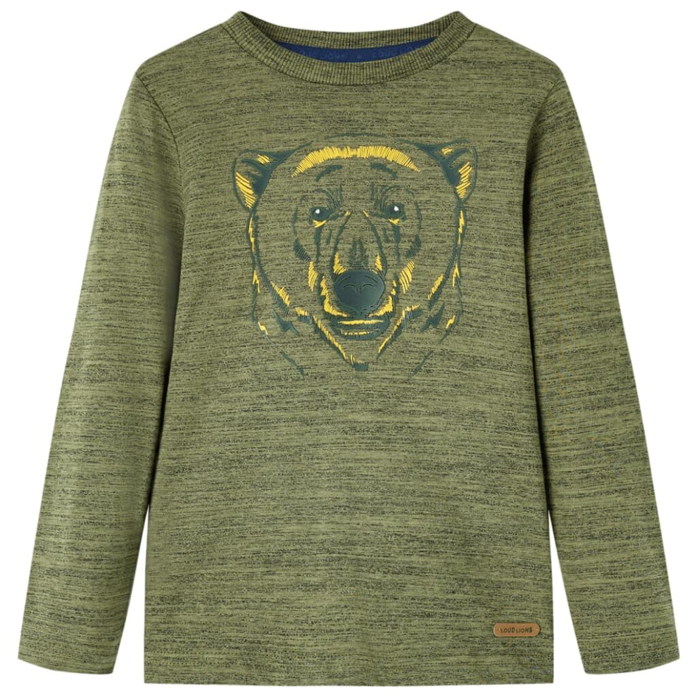 (khaki, 92) Kids' T-shirt with Long Sleeves Children's T Shirt Kids' Tops Tee Bear Print