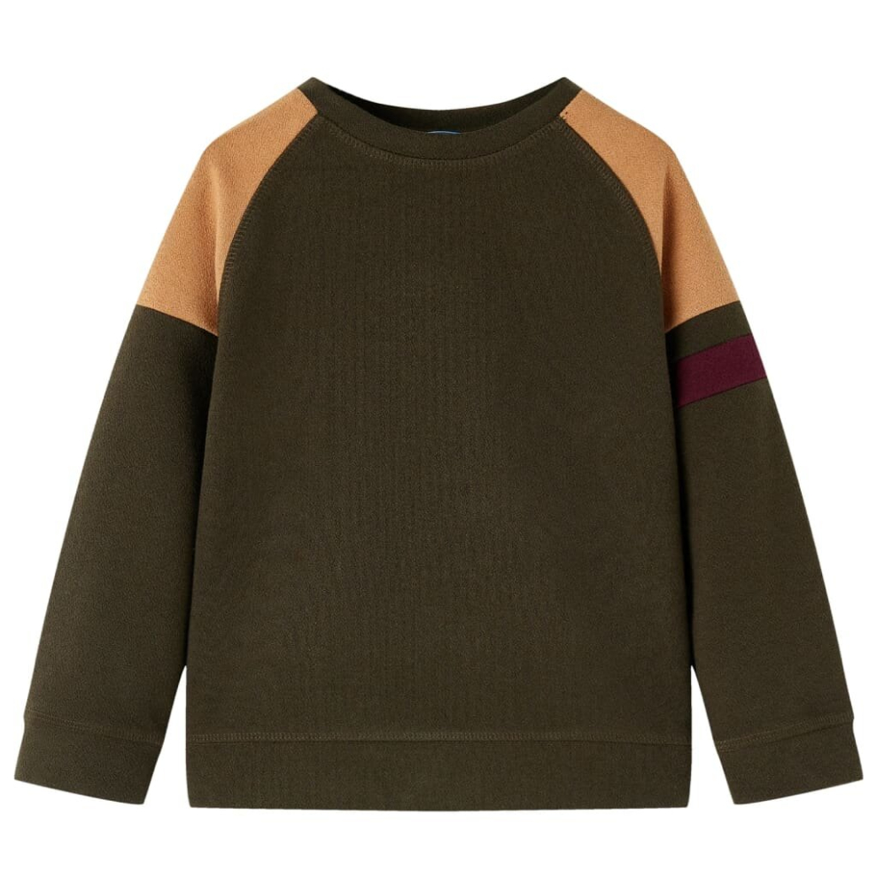 (104) Kids' Sweatshirt Long Sleeves Toddler Tops Pullover Top Dark Khaki And Camel