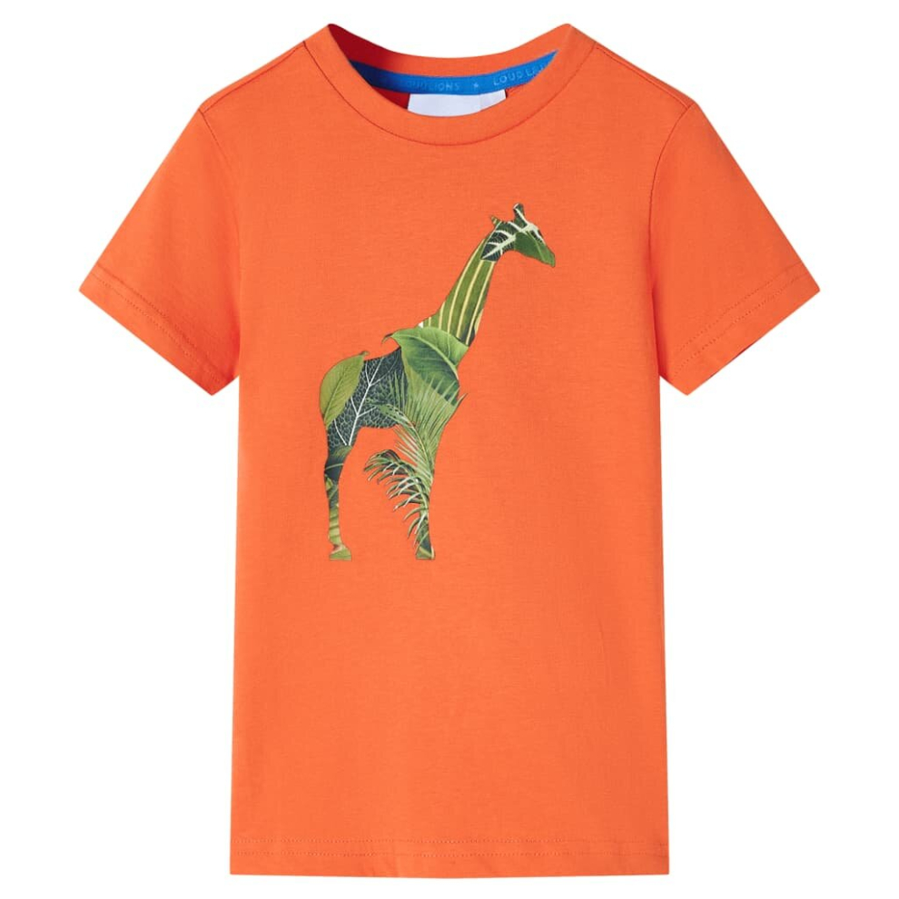 Vidaxl (, 128) Kids' T-Shirt Short Sleeves Children's T Shirt Tee Kids' Top Giraffe Print Orange