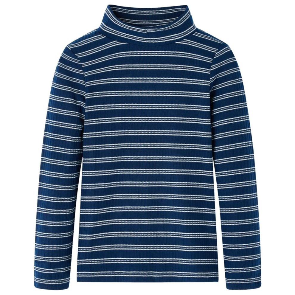Vidaxl (140) Kids' T-Shirt With Long Sleeves Children's T Shirt Tops Tee Striped Navy Blue