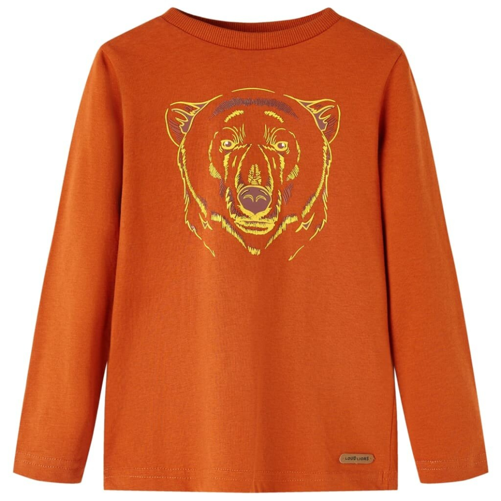 Vidaxl (Rust, 104) Kids' T-Shirt With Long Sleeves Children's T Shirt Kids' Tops Tee Bear Print