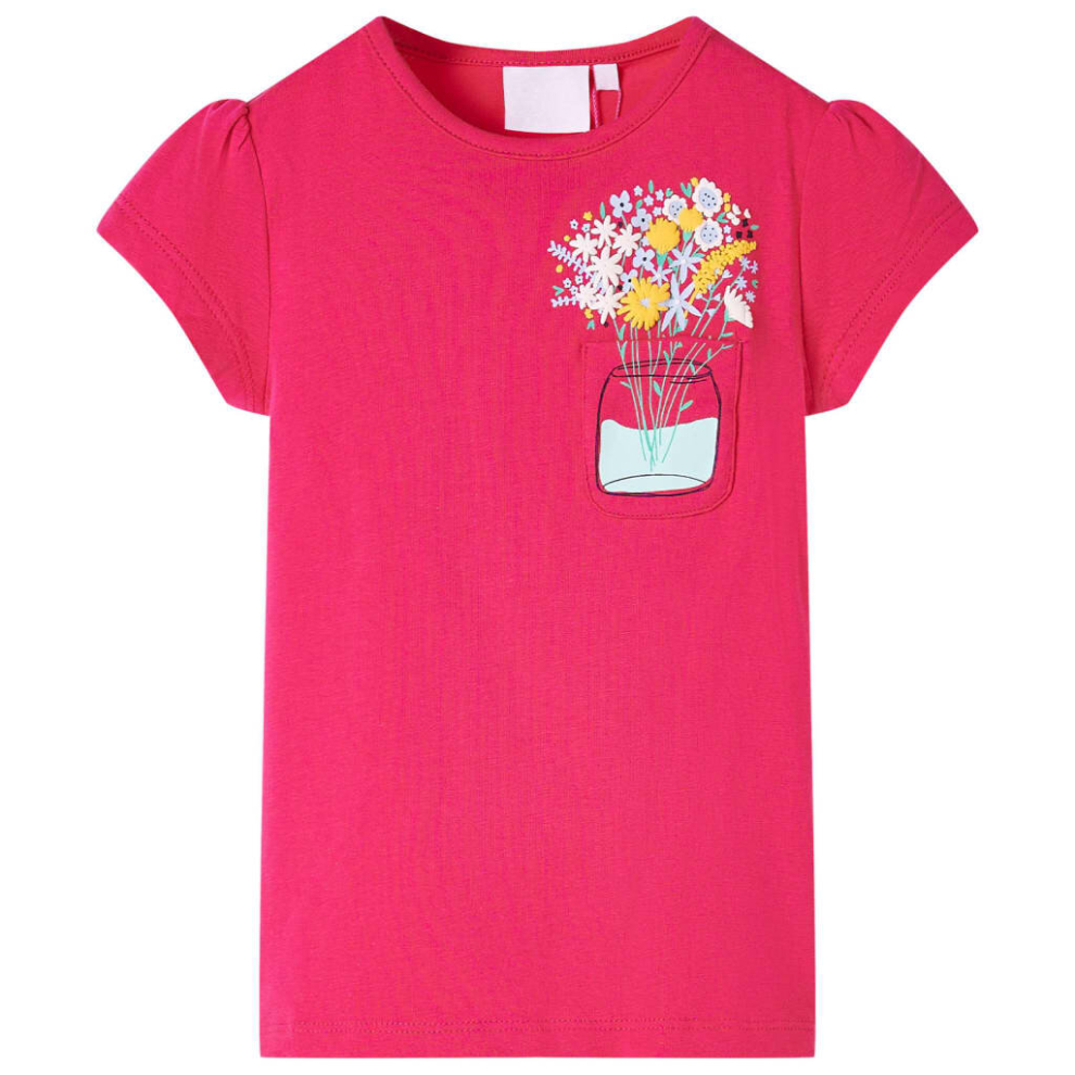 (pink, 116) Kids' T-shirt Short Sleeves Children's T Shirt Tee Kids' Top Floral Print