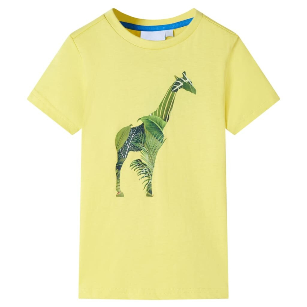 Vidaxl (, 128) Kids' T-Shirt Short Sleeves Children's T Shirt Tee Kids' Top Giraffe Print Yellow
